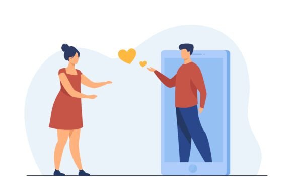 Boyfriend Sharing Love from Huge Smartph: A Visual Metaphor for Modern Connection