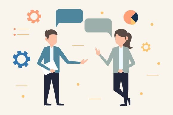 Businessman and Businesswoman Talking: The Power of Professional Vector Illustrations