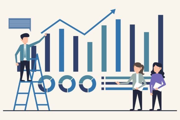Design Business People Analysing Graph Vector
