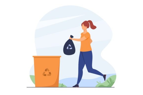 Embracing Sustainability with Joy: The Power of Positive Woman Throwing out Reusable Tra