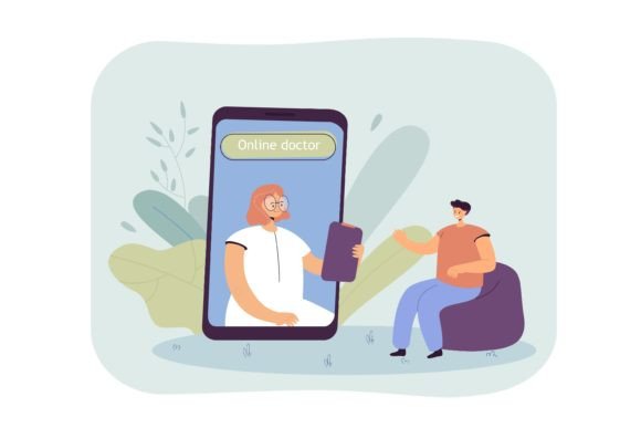 Female Doctor on Big Phone Screen Talkin: Bridging the Gap in Modern Telehealth