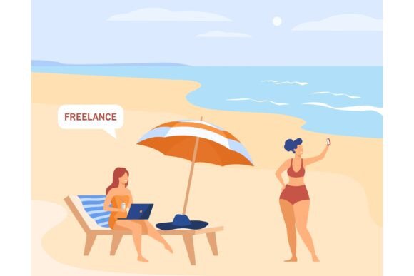 Freelance Employee Working on Vacation