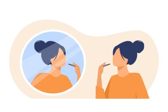 Woman Putting on Lipstick. Rouging Lips: The Art of Modern Self-Care and Design